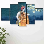 Saf Radha Krishna Paintings For Wall Decoration – Set Of Five, 3D Modern Art Painting For Living Room Large Size With Frames For Home Decoration, Hotel, Office 76.2 Cm X 45 Cm Sanfpnls35472