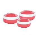 Princeware Plastic Plaid Casserole Set, 3 Pcs, Pink, 3.1 Liter