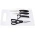 Amazon Brand – Solimo Plastic Knives, Scissor, Peeler And Chopping Board (Black) -Set Of 5