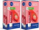 Nivea Strawberry Fruity Shine Lip Balm Strawberry Pack Of 4 Strawberry(Pack Of: 4, 19.2 G)