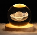 Eblooming 3D Saturn Crystal Ball Night Lamp With Base For Living Room, Decoration, Gift Night Lamp(6 Cm, Saturn Crystal Ball)