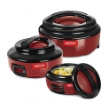 Milton Ernesto Inner Stainless Steel Casserole Set Of 3 (420 Ml, 850 Ml, 1.43 Litres), Red | Easy To Carry | Serving | Stackable | Microwave Safe