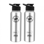 Pigeon By Stovekraft Inox Hydra 700Ml Pack Of 2 Stainless Steel Drinking Water Bottle 700Ml Flipper Cap – Silver (1 Year Warranty)