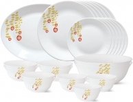 Larah By Borosil Pack Of 27 Opalware Pebbles Dinner Set(White, Microwave Safe)