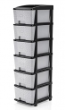 Tex-Ro Chest Of Drawers : Versatile Drawer Storage Organizer & Organisers Storage Box For Ideal For Neat And Tidy Storage Solutions Plastic Drawers Storage (Grey&Black, 6Xl)(38D X 30W X 116.3H) Cm